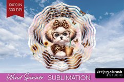 Cute Dog Wind Spinner Sublimation PNG - Leopard Bow Round Product Image 1