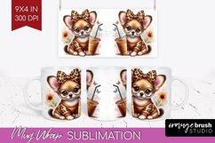 Cute Dog Mug Wrap - Leopard Bow Mug PNG Sublimation Product Image 1