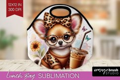 Cute Dog Lunch Bag - Leopard Bow Lunch Bug PNG Sublimation Product Image 1