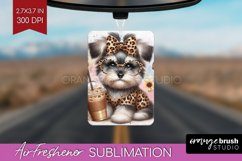 Cute Dog Air Freshener PNG - Leopard Bow PNG Sublimation Product Image 1