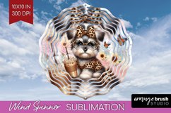 Cute Dog Wind Spinner Sublimation PNG - Leopard Bow Round Product Image 1