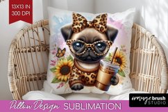 Cute Dog Pillow Sublimation - Leopard Bow Pillow Cover PNG Product Image 1