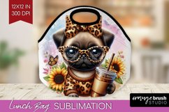 Cute Dog Lunch Bag - Leopard Bow Lunch Bug PNG Sublimation Product Image 1