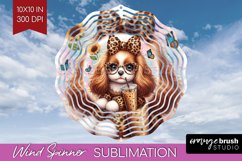 Cute Dog Wind Spinner Sublimation PNG - Leopard Bow Round Product Image 1