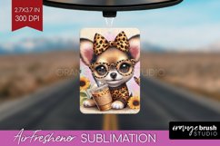 Cute Dog Air Freshener PNG - Leopard Bow PNG Sublimation Product Image 1