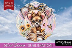 Cute Dog Wind Spinner Sublimation PNG - Leopard Bow Round Product Image 1