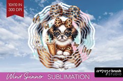 Cute Dog Wind Spinner Sublimation PNG - Leopard Bow Round Product Image 1
