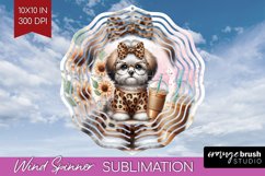 Cute Dog Wind Spinner Sublimation PNG - Leopard Bow Round Product Image 1
