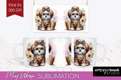 Cute Dog Mug Wrap - Leopard Bow Mug PNG Sublimation Product Image 1