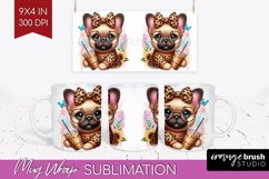 Cute Dog Mug Wrap - Leopard Bow Mug PNG Sublimation Product Image 1