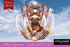 Cute Dog Wind Spinner Sublimation PNG - Leopard Bow Round Product Image 1