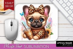 Cute Dog Mouse Pad Sublimation - Leopard Bow Mousepad PNG Product Image 1
