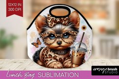 Cute Dog Lunch Bag - Leopard Bow Lunch Bug PNG Sublimation Product Image 1