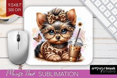 Cute Dog Mouse Pad Sublimation - Leopard Bow Mousepad PNG Product Image 1