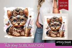 Cute Dog Tote Bag - Leopard Bow Tote Bag PNG Sublimation Product Image 1