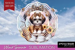 Cute Dog Wind Spinner Sublimation PNG - Leopard Bow Round Product Image 1