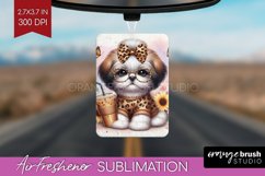 Cute Dog Air Freshener PNG - Leopard Bow PNG Sublimation Product Image 1