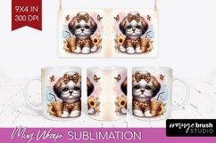 Cute Dog Mug Wrap - Leopard Bow Mug PNG Sublimation Product Image 1