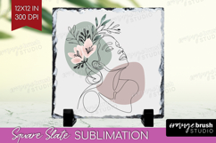 Line Art Woman Slate PNG - Minimalist Square Slate Product Image 1