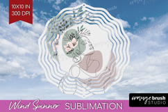 Line Art Woman Wind Spinner Sublimation PNG - Minimalist Product Image 1