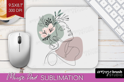 Line Art Woman Mouse Pad Sublimation - Minimalist Mousepad Product Image 1