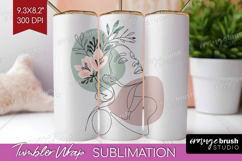 Line Art Woman Tumbler Wrap - Minimalist Tumbler PNG Product Image 1