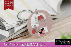 Line Art Woman Keychain PNG - Minimalist Keychain Product Image 1