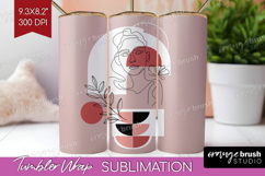 Line Art Woman Tumbler Wrap - Minimalist Tumbler PNG Product Image 1