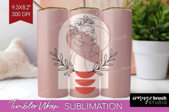 Line Art Woman Tumbler Wrap - Minimalist Tumbler PNG Product Image 1