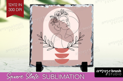 Line Art Woman Slate PNG - Minimalist Square Slate Product Image 1