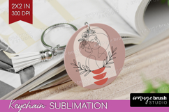 Line Art Woman Keychain PNG - Minimalist Keychain Product Image 1