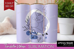 Line Art Woman Tumbler Wrap - Minimalist Tumbler PNG Product Image 1