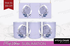 Line Art Woman Mug Wrap - Minimalist Mug PNG Sublimation Product Image 1