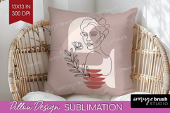 Line Art Woman Pillow Sublimation - Minimalist Pillow Cover Product Image 1