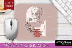 Line Art Woman Mouse Pad Sublimation - Minimalist Mousepad Product Image 1