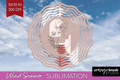 Line Art Woman Wind Spinner Sublimation PNG - Minimalist Product Image 1