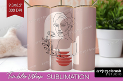 Line Art Woman Tumbler Wrap - Minimalist Tumbler PNG Product Image 1