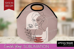 Line Art Woman Lunch Bag - Minimalist Lunch Bug PNG Product Image 1