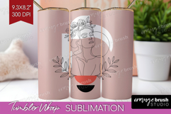 Line Art Woman Tumbler Wrap - Minimalist Tumbler PNG Product Image 1