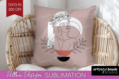 Line Art Woman Pillow Sublimation - Minimalist Pillow Cover Product Image 1
