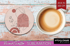 Line Art Woman Round Coaster - Minimalist Coaster PNG Product Image 1