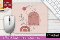 Line Art Woman Mouse Pad Sublimation - Minimalist Mousepad Product Image 1