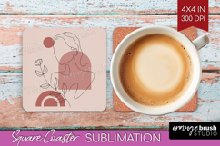 Line Art Woman Square Coaster - Minimalist Coaster PNG Product Image 1