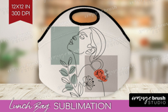 Line Art Woman Lunch Bag - Minimalist Lunch Bug PNG Product Image 1