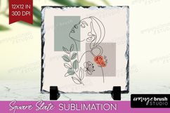 Line Art Woman Slate PNG - Minimalist Square Slate Product Image 1