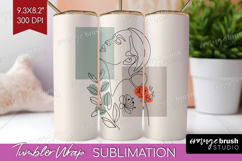 Line Art Woman Tumbler Wrap - Minimalist Tumbler PNG Product Image 1