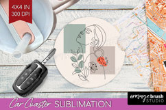 Line Art Woman Car Coaster - Minimalist Coaster PNG Product Image 1