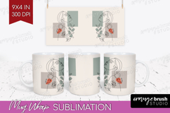 Line Art Woman Mug Wrap - Minimalist Mug PNG Sublimation Product Image 1