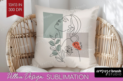 Line Art Woman Pillow Sublimation - Minimalist Pillow Cover Product Image 1