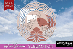 Line Art Woman Wind Spinner Sublimation PNG - Minimalist Product Image 1